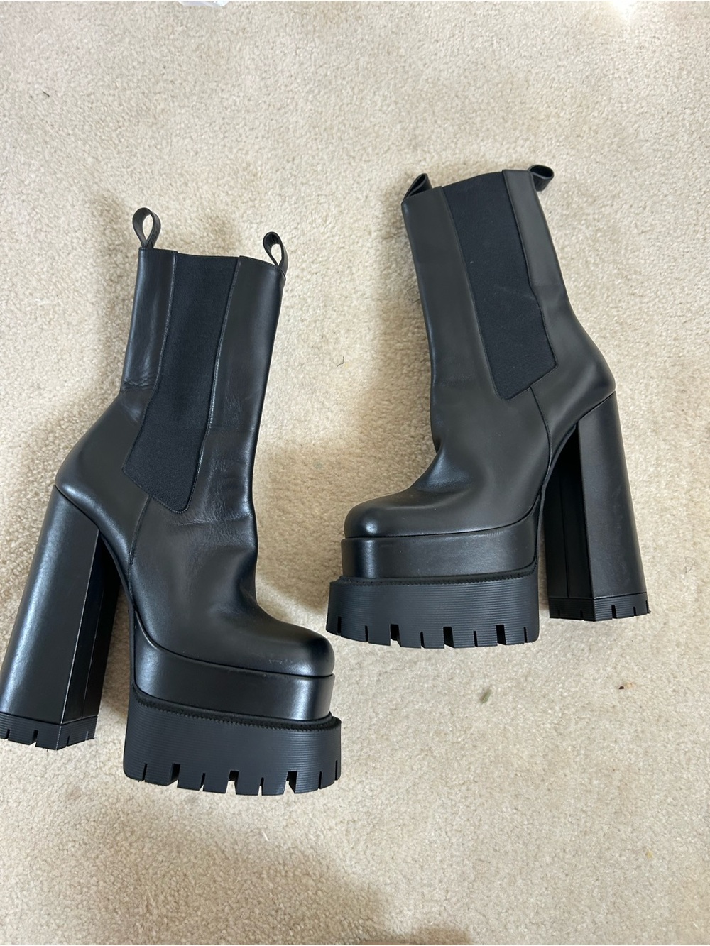 Versace Runway Black Platform Lug-Heel Boots - Women
